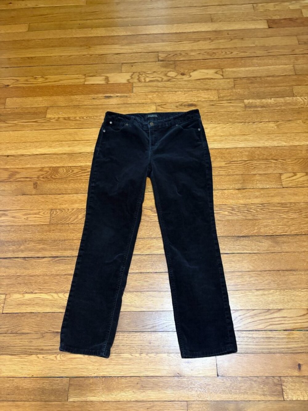 Talbots Flawless Five Pocket Corduroy Pants Straight Leg Size 4p Black Stretch